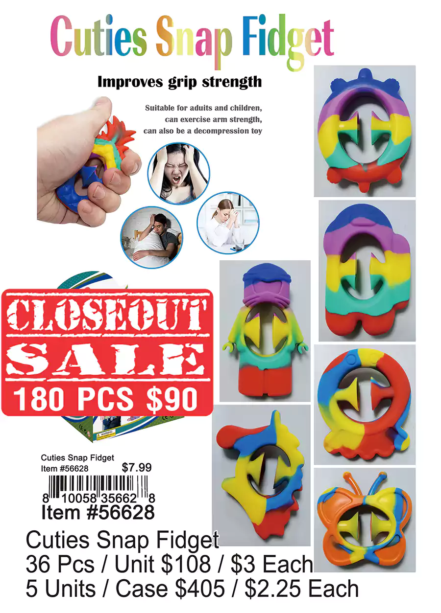 Cuties Snap Fidget - Closeout 180 Pcs.